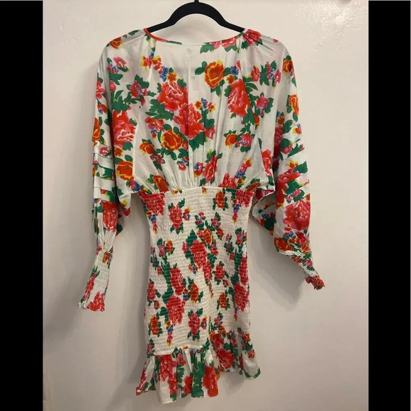 Rhode Anya Smocked Floral Dress White & Red Size Small - Picture 7 of 10